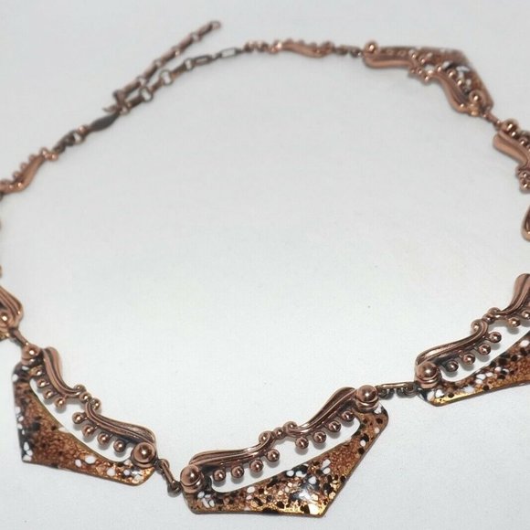 Vintage Matisse Copper Enamel Collar Bib Necklace - Picture 3 of 6